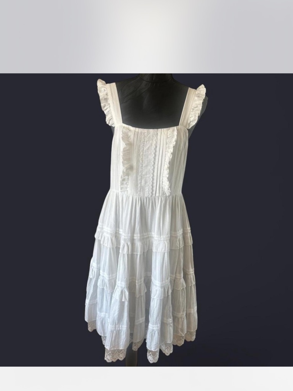 Romantic White Ruffled Midi Dress